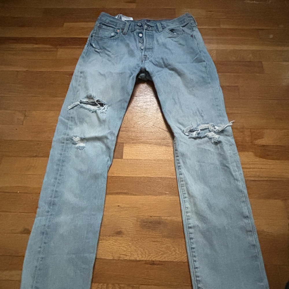 Levi's Blue Skinny Jeans with Distressed Details